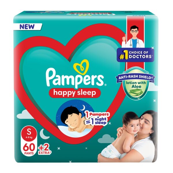Pampers Diapers Happy Sleep Small Size 62 Nappies For Baby